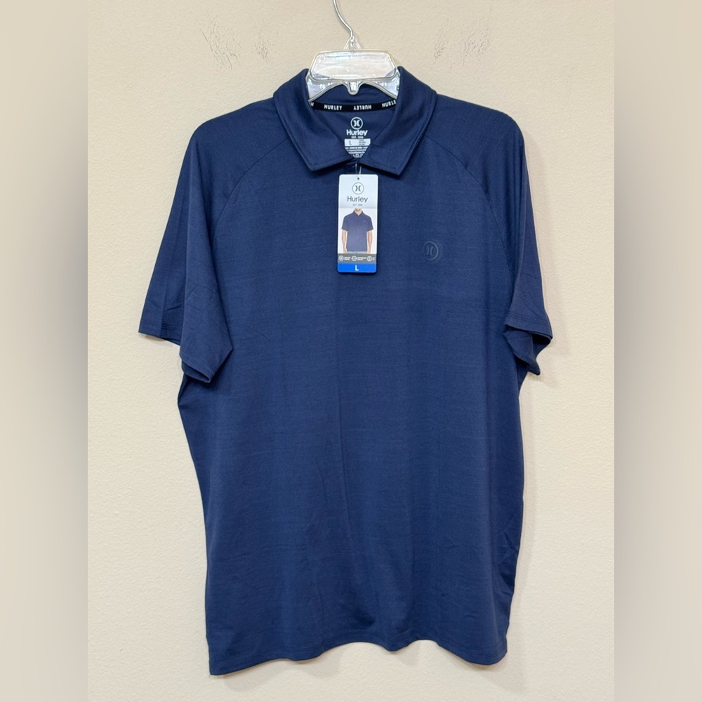 Hurley Men’s Blue Short Sleeve Collared Stretch Comfort Lightweight Polo Shirt L